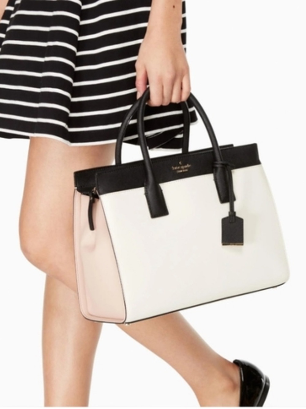 kate spade Colorblock Satchel in White, Black & Blush